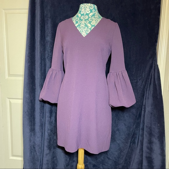 Chelsea28 Dresses & Skirts - Balloon Sleeve Purple Shift Midi Dress - Dark Plum